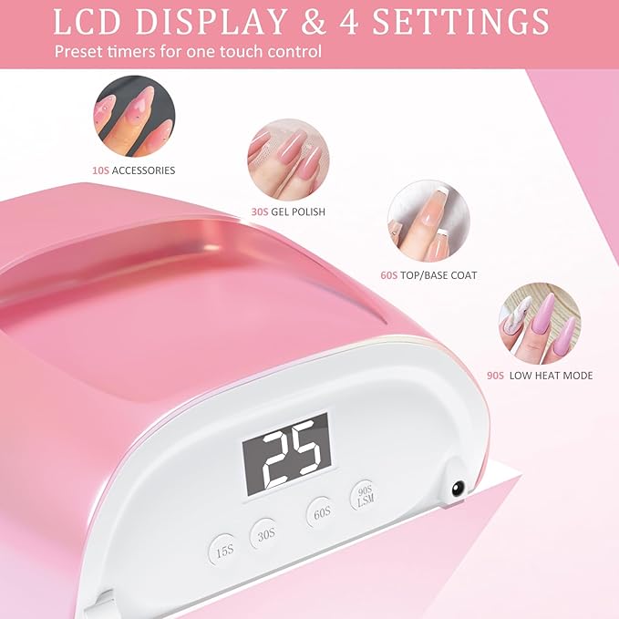 126W Cordless Rechargeable UV LED Nail Lamp,Professional UV Light for Gel Nails Gel Curing Lamp with 4 Timer Setting Auto Sensor, LED Nail Dryer for Fingernail and Toenail Home Salon