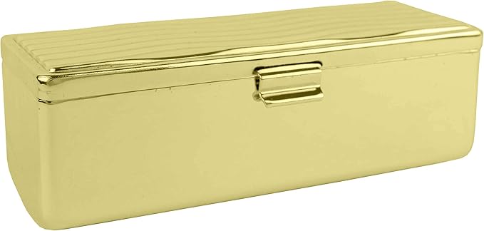 Stephanie Imports Set of 2 Rectangular Vintage Lipstick Cases With Glass Mirror (Gold Wave)