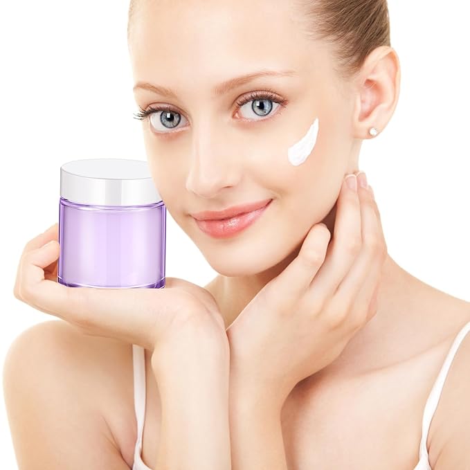 Norme 24 Pcs 4 oz Glass Jars with Lids Leakproof Round Airtight Empty Cosmetic Jars with Inner Liners Lid for Storing Lotions Powder Ointments Candle Making (Light Purple)