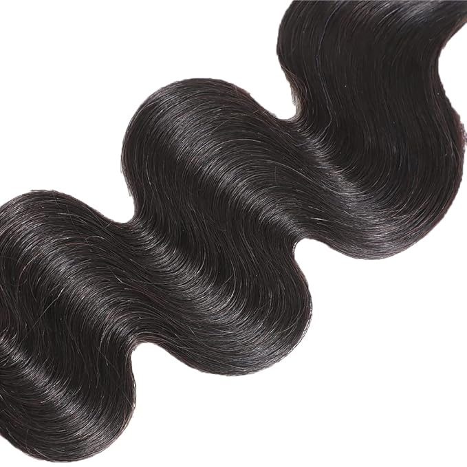 #1B Body Wave Bundles Color 1B Body Wave Human Hair Bundles 8a Grade Double Weft Weave Extensions Brazilian Human Hair Soft and Silky for Black Women 24 26 28 Inch