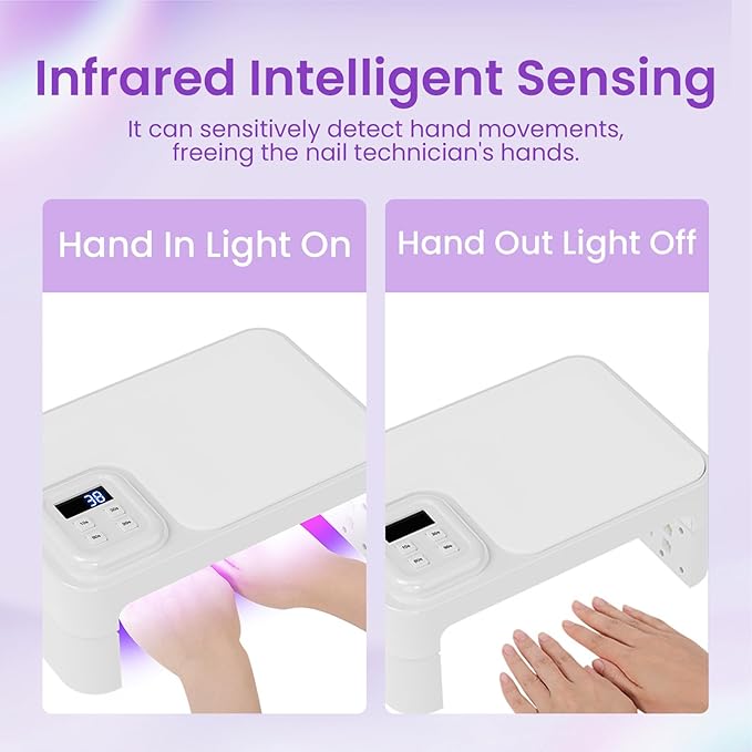180W UV LED Nail Curing Lamp with Auto Sensor & 4 Timer Settings, Professional Gel Nail Dryer Light with Arm Rest, Fast Drying for Gel Polish, Press on Nails, Salon & Home Use