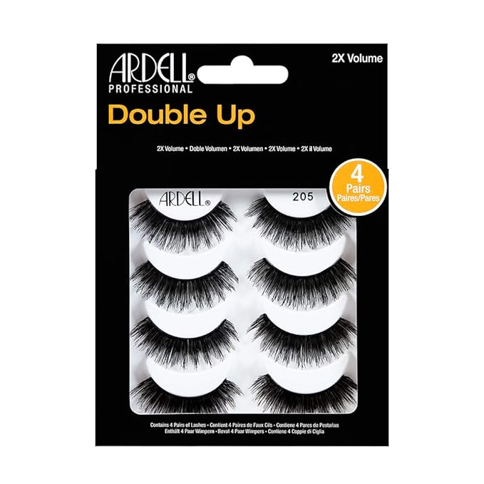 Ardell False Eyelashes Double Up 205 - Dramatic Volume, Cruelty-Free Strip Lashes for Bold, Full Glam Look, 2 Pack