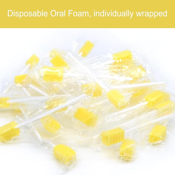 (250 PCS) JIESI Disposable Oral Swabs,Sterile Sponge Mouth Swabs(Yellow)