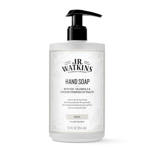 J. R. Watkins Moisturizing Gel Hand Soap, Oud, Plant-Based Ingredients, 12 oz Pump