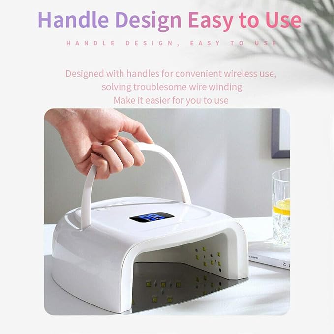 60W Rechargeable UV LED Nail Lamp, Faster Wireless Nail Dryer Gel Polish Light 42 Beads & Portable Handle, Professional Curing Lamp For Fingernail and Toenail, Auto Sensor & Quick Dry Nail Machine