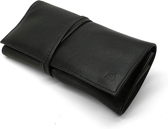 GERMANIKURE 7pc Manicure Set in Black Leather Case - FINOX Stainless Steel Tools Made in Germany, Glass Nail Care Supplies Made in Czech Republic – Professional Cuticle and Nail Care Kit