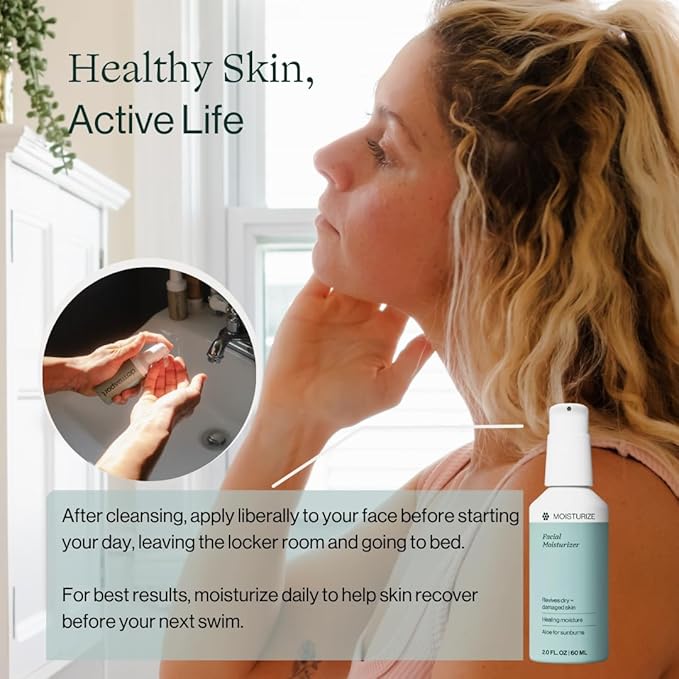 Dermasport Facial Moisturizer for Swimmers A Non-Greasy Non-Oily Vitamin-Infused Face Cream Hydrating Lotion for All Skin Types with Anti-Aging Complex Travel Size Lotion Moisturizer Face Cream