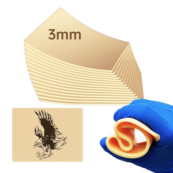 3mm Double Sided Tattoo Practice Skin - 15 Pcs 5.9x7.9" Soft Silicone Thick Fake Skin for Beginners and Artists