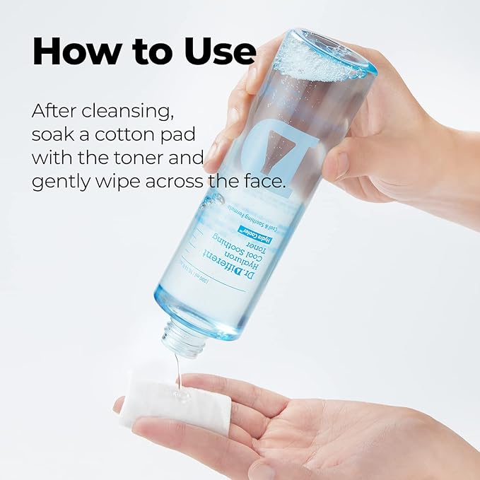 Dr. Different Hyaluron Cool Soothing Toner - Hydrating & Cooling Facial Toner for Sensitive Skin with Hyaluronic Acid - Soothe and Moisturize Dry and Irritated Skin, 10.1 fl.oz.