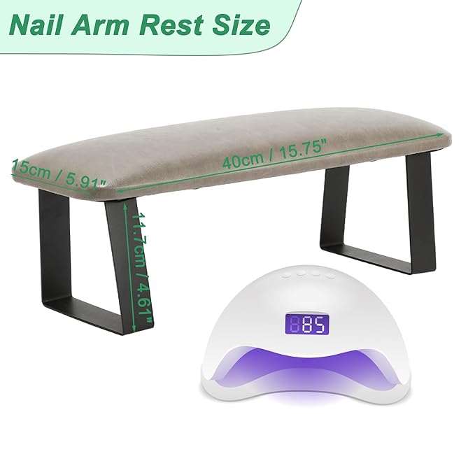 VOCOSTE Arm Rest for Nails Tech, Non-Slip Nail Arm Rest, Manicure Hand Rest with Detachable Brackets, Hand Rest for Nails Tech, Nail Hand Rest, Gray