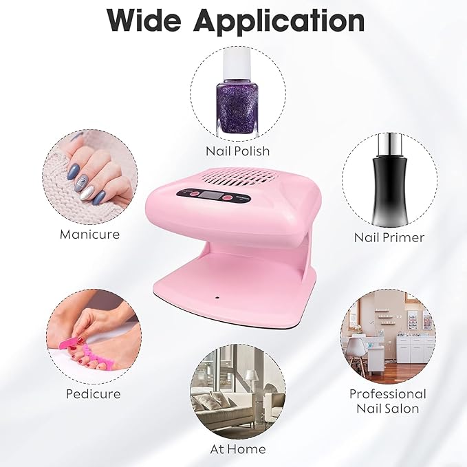 Air Nail Dryer, 300W Nail Art Blower with Automatic Sensor, Professional Air Nail Fan Blow Dryer for Both Hands and Feet, Nail Polish Drying Fan Manicure Tool for Home Salon