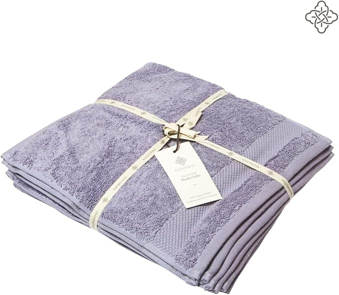 BIOWEAVES 100% Organic Cotton 700 GSM Luxury Wash Cloths GOTS Certified 13" x 13" Face Towel - Lavender, Pack of 12