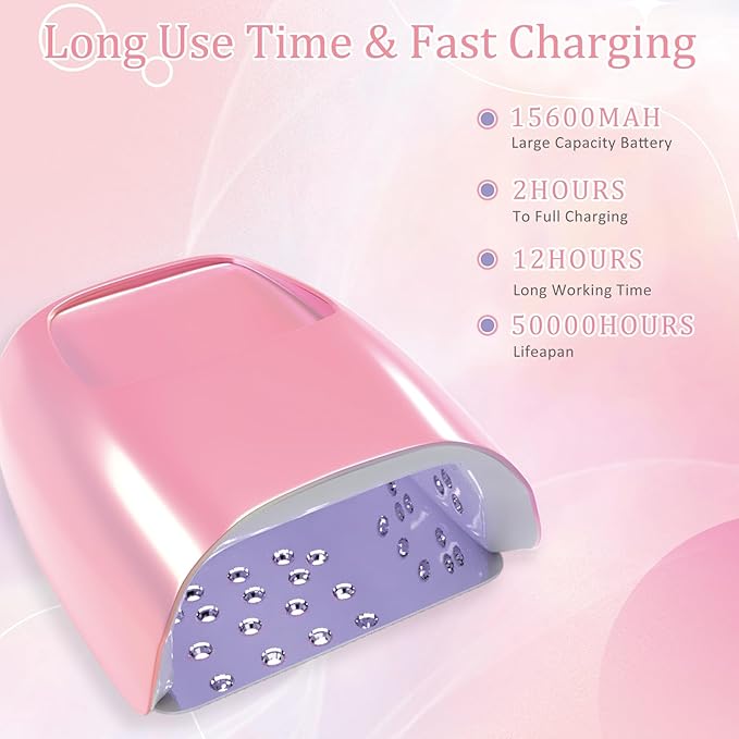126W Cordless Rechargeable UV LED Nail Lamp,Professional UV Light for Gel Nails Gel Curing Lamp with 4 Timer Setting Auto Sensor, LED Nail Dryer for Fingernail and Toenail Home Salon