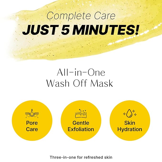 Korean 5-Minute Wash Off Face Scrub Mask- All-in-One Skincare with Lemon & Manuka Honey Natural Exfoliating, Hydrating, and Nourishing K-Beauty (3.52 fl. oz/100g)