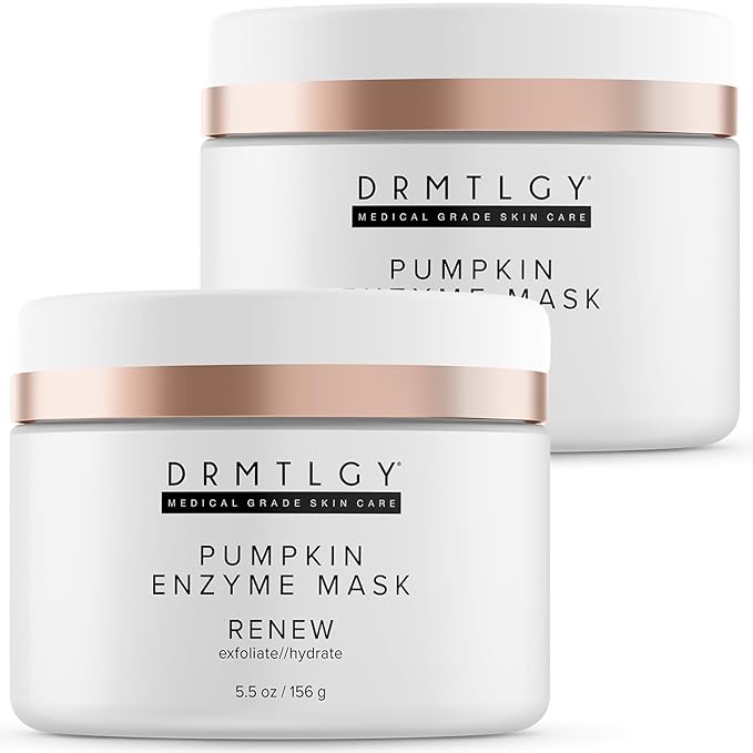 DRMTLGY Pumpkin Enzyme Face Mask with Jojoba Beads. Gentle Exfoliating Pumpkin Facial Mask for Dullness, Uneven Skin Tone, Fine Lines and Wrinkles. 5.5 oz, 2 pack