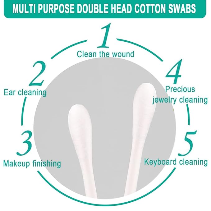1000 Pack Cotton Swabs, Individually Wrapped Cotton Swab, Individually Wrapped Double Tipped Paper Sticks for Ear, Make-up(Double Round End)