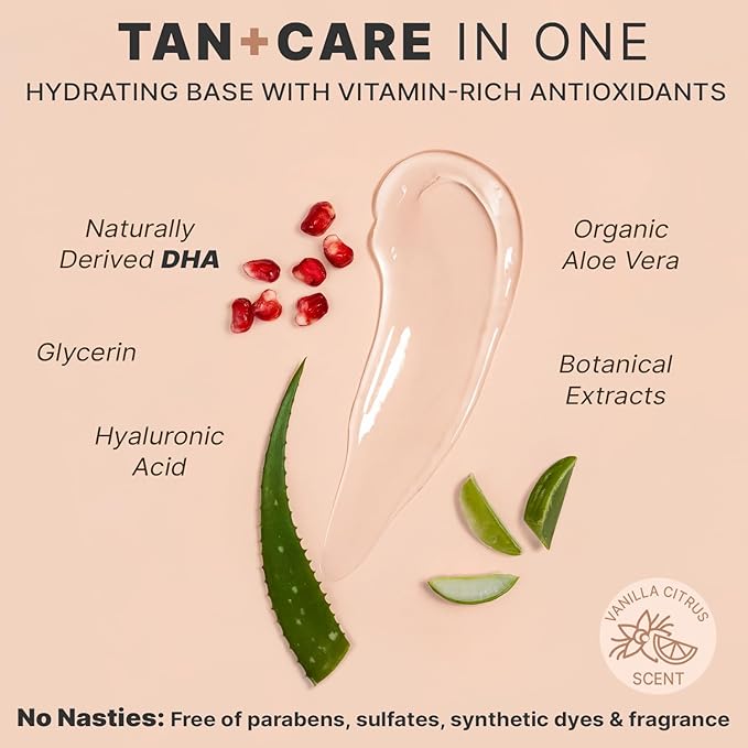 Face Tanner Serum - USA Made with Natural & Organic Ingredients, Sunless Self Tanner for Face with Anti-Aging Hyaluronic Acid, Non Toxic Bronzing Serum for Streak-Free Fake Tan & Natural Glow