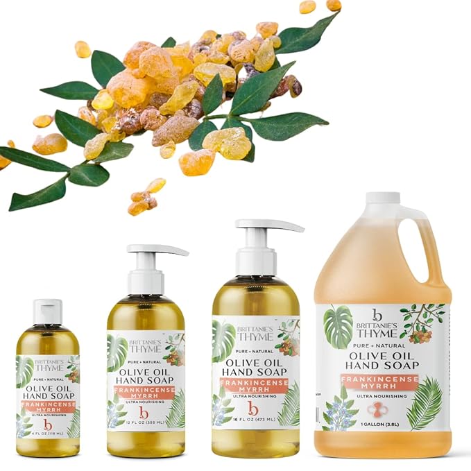 Brittanie’s Pure Castile Liquid Soap Refill, Frankincense, 12 Ounce 3 Pack | Dish Soap, Hair & Body, Home, Gentle and Pure, Made with Natural Luxurious Oils, Vegan & Gluten Free Non-GMO