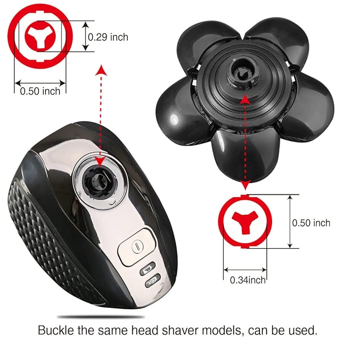 Universal 6 Blade Replacement Heads for Mainstream Shaver Brands, Bald Shaver Replacement Heads with Blade Cover (Black)