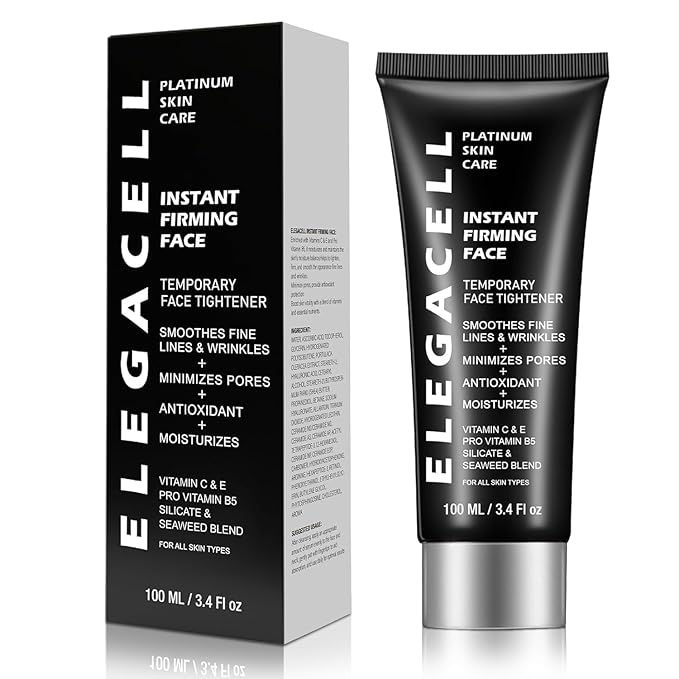 Elegacell Face Tightener Instant Face Lift Cream Temporary Frim Skin Tightening and Lifting Cream-Smooth the Look of Fine Lines - Daily Moisturizer for Women and Men - 100ml, 3.4 fl.oz