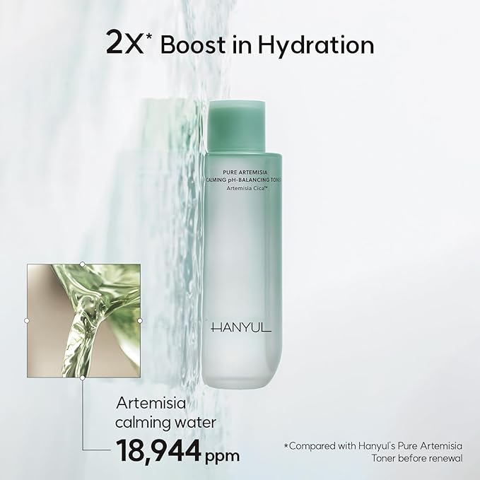 HANYUL Pure Artemisia (Mugwort) Calming pH-Balancing Toner | First Step Essence for Skin Balancing & Deep Hydration, Mild Exfoliation with CICA, Vegan Certified, Korean Skincare, 5.07 Fl Oz