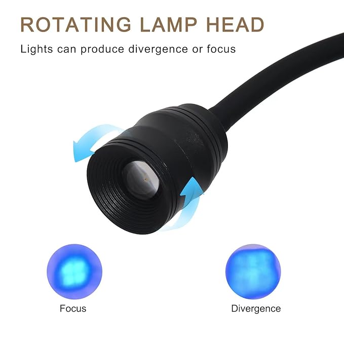 12W UV Lash Light with Foot Pedal, Rapid Dry in 2 Seconds Lash Lamp for Eyelash Extension Grafting Eyebrow Beauty Salon, Adjustable Angle and Light Spot Size, Lash Light for Eyelash Tech (Black)