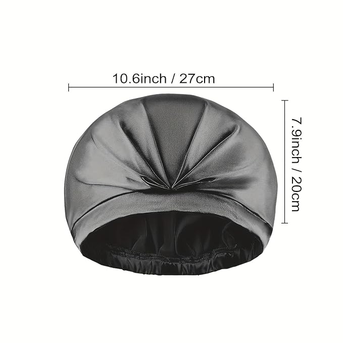 RachelSilk 100% Mulberry Silk Sleep Cap, Grade 6A 19 Momme Silk for Women Hair Care, Night Bonnet with Elastic Stay On Head, Sleep Cap After Shower, for Small -Medium Head Size (Black)