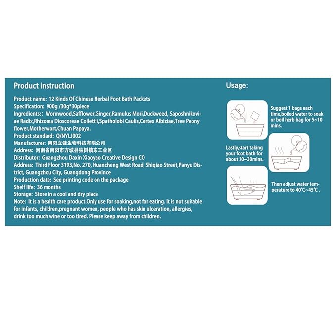 12 Kinds Herbal Foot Soak Bag Set–30 Bags for Dry Feet,Cracked Feet and Lymphatic Drainage,Daily Rebody Pedicure Kit Foot Soak Set,Mugwort,Ginge