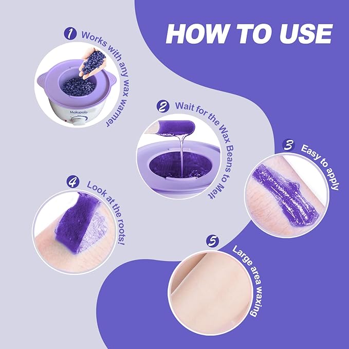 2lb Unscented Hard Wax Beads for Hair Removal, Wax Beans for Full Body, Brazilian, Bikini Waxing, Underarms, Arms, Chest, Back, Legs,Gentle Wax at Home Wax Refill for Women Men (Lavender purple-2lb)