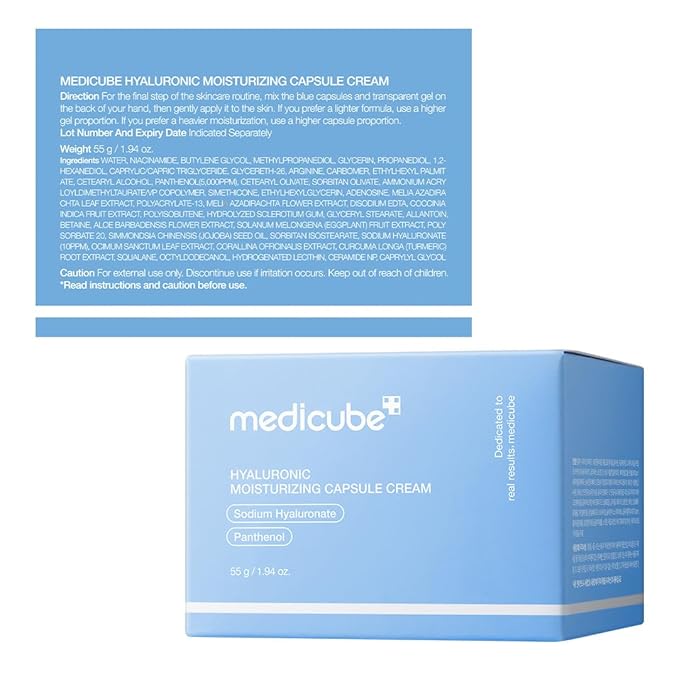 medicube Hyaluronic Acid Capsule Cream | 120H Long-Lasting Hydration, Barrier Care & Calming Daily Facial Moisturizer For All Skin Types | With Hyaluronic Acid, Panthenol & Ceramides | Korean Skincare