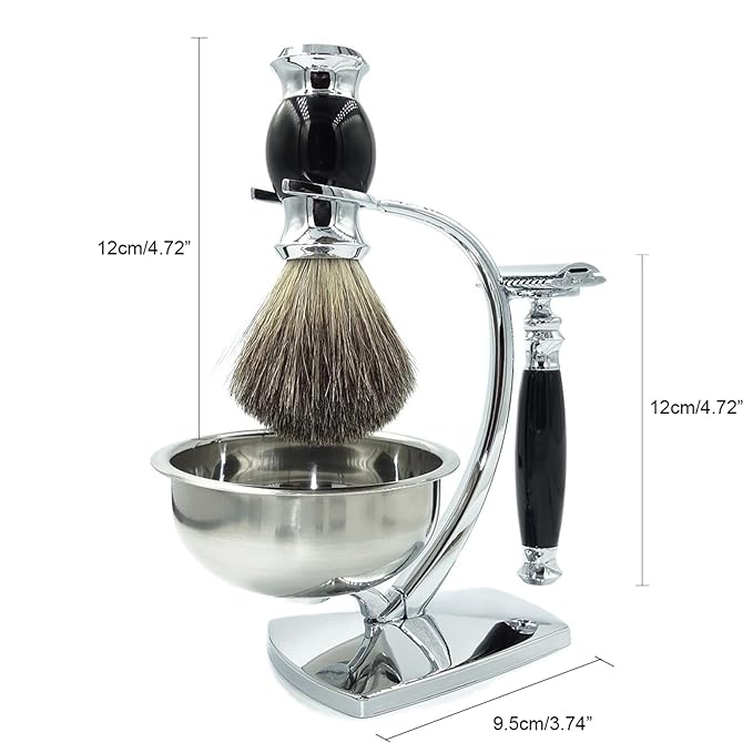 Shaving Kit,Double Edge Safety Razor with 10 Original Blades for Men,Badger Hair Shaving Brush and Bowl Kit,Stand Holder,Men's Grooming Tool Set