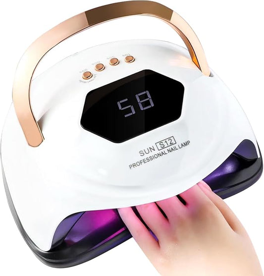 268W UV LED Nail Lamp, HeerMua Nail Dryer for Gel Polish, Fast Curing Gel Polish Light 4 Timers,Professional LED Nail Lamp UV Nail Light with Portable Handle, 57Pcs Lamp Beads and Automatic Sensor
