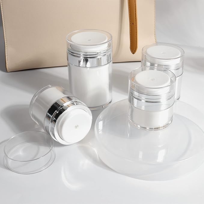 Airless Pump Jar - 3.5 Oz Cream Container Vacuum Bottle Dispenser for Skincare Makeup Lotion