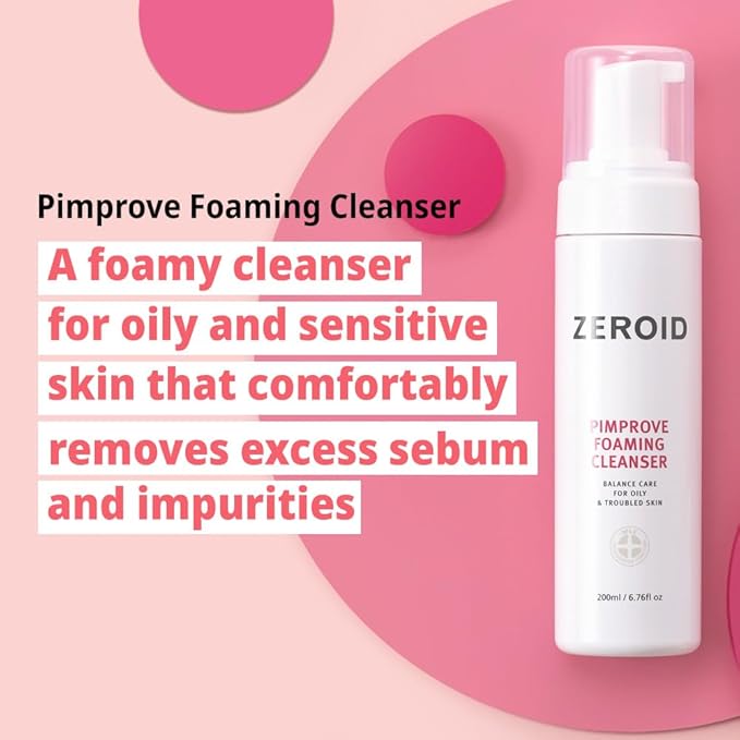 ZEROID | Pimprove Foaming Cleanser | Foam Type Facial Cleanser for Oily and Sensitive Skin | Face Wash for Women and Men | Korean Facial Care Products | Face Wash Skin Care | 6.76 fl oz (200ml)