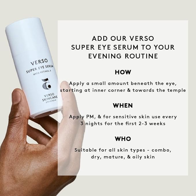 Verso Skin Care | Super Eye Serum | Rejuvenating Under Eye Serum for Youthful Skin | Eye Care Made Easy 30ML/1Fl Oz