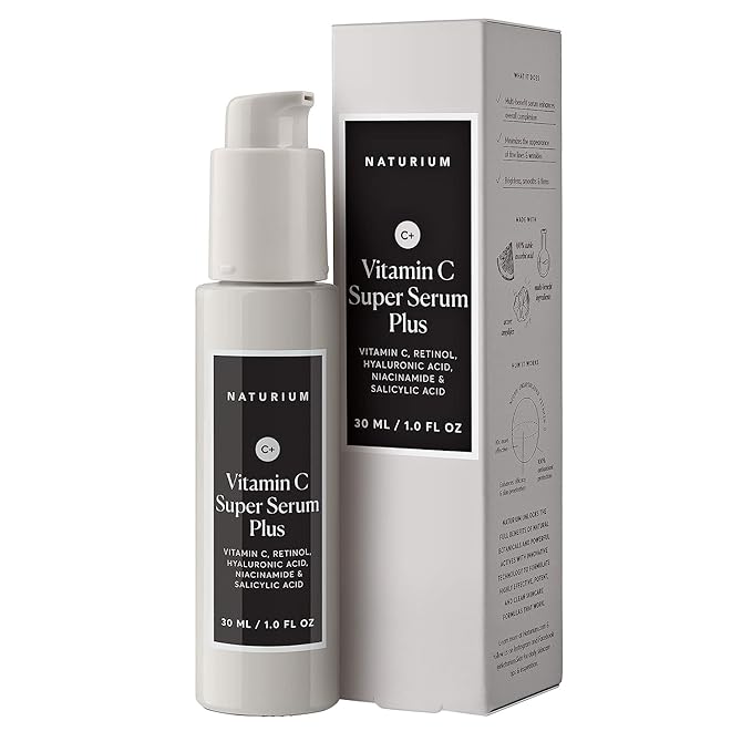 Naturium Vitamin C Super Serum Plus, Smoothing Face Care, plus Retinol, Hyaluronic Acid, Niacinamide & Salicylic Acid, 1 oz