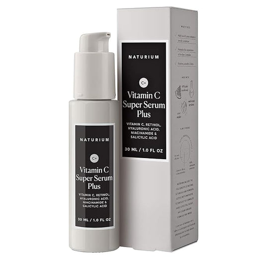 Naturium Vitamin C Super Serum Plus, Smoothing Face Care, plus Retinol, Hyaluronic Acid, Niacinamide & Salicylic Acid, 1 oz