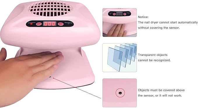 Air Nail Dryer, 300W Nail Art Blower with Automatic Sensor, Professional Air Nail Fan Blow Dryer for Both Hands and Feet, Nail Polish Drying Fan Manicure Tool for Home Salon