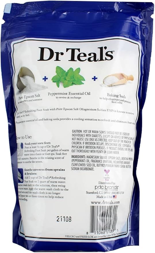 Dr. Teal's Peppermint Foot Soak Gift Set (3 Pack, 2lb Ea.) - Revitalize & Refresh Cooling Peppermint with Essential Oils Blended with Pure Epsom Salt - Ease Aches & Pains, Baking Soda Eliminates Odor