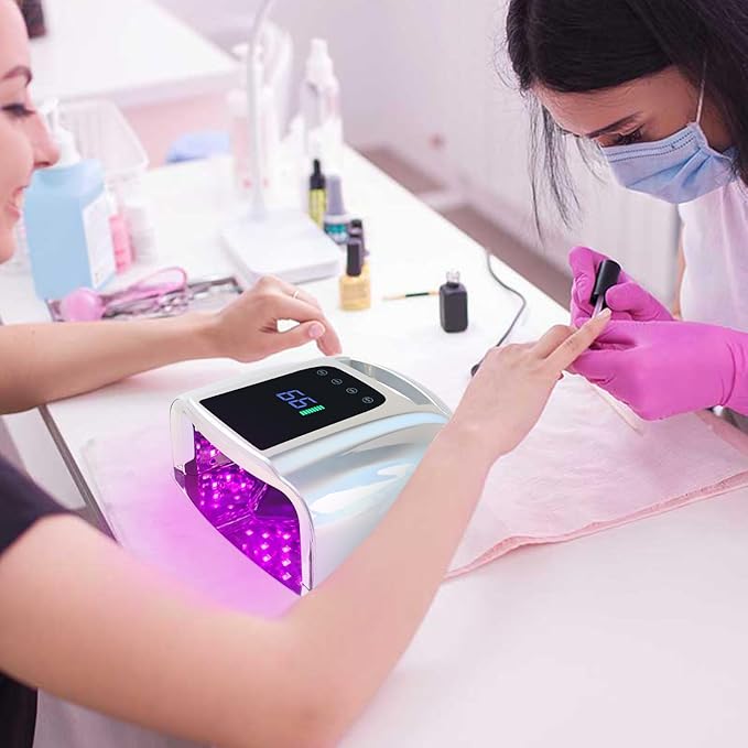 96W Rechargeable UV LED Nail Lamp, Portable Cordless UV Light for Nails with LCD Display Auto Sensor, 4 Timer Setting and Smart Sensor Nail Dryer,Nail Cure Light with Removable Bottom(Sliver)