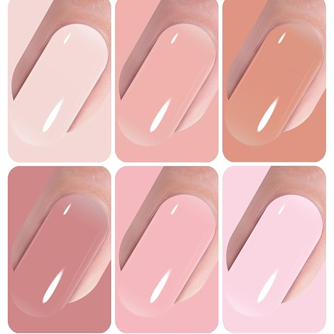 Vishine Gel Nail Polish kit Soak Off Nail Gel Trendy Jelly Nude Pink Transparent Colors Sheer Color Kit for Home Pro Nail Salon Nail Art Manicure Set 8ml