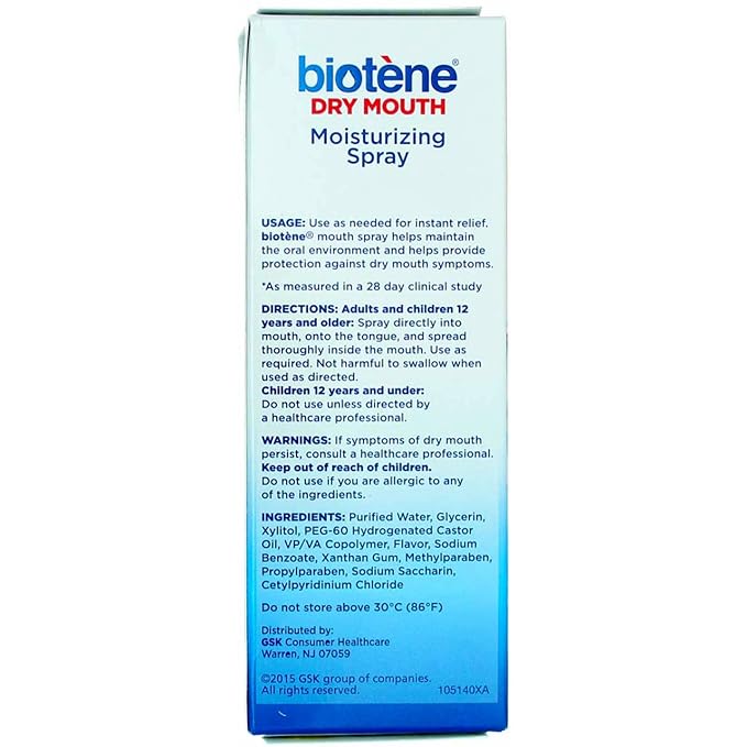 Biotene Gentle Mint Moisturizing Mouth Spray, Sugar-Free, for Dry Mouth and Fresh Breath, 1.5 Fl Oz (Pack of 2)