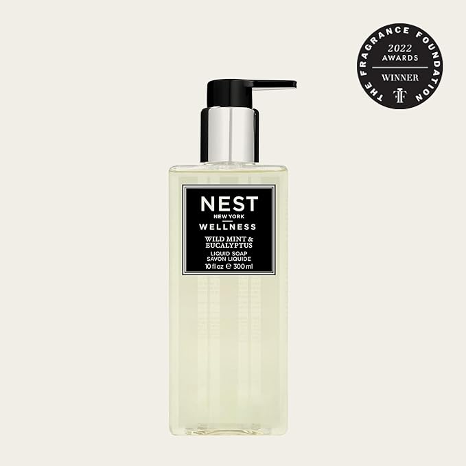 NEST New York Liquid Soap, Wild Mint & Eucalyptus - 10 fl oz - Cleanses & Nourishes Skin - Approx. 300 Pumps Per Bottle - Gluten Free & Cruelty Free