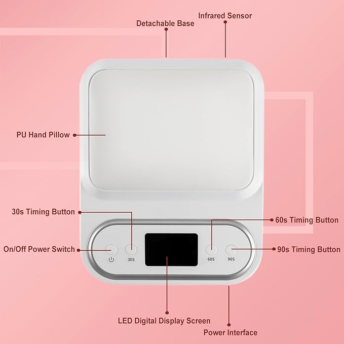 UV LED Nail Lamp with Arm Rest Pillow,Professional UV Nail Dryer Light for Gel Nails/Acrylics,Fast Curing Gel Polish Lamp 48 Beads 3 Timers Smart Sensor,Nail Art Drying Tools for Fingernail Toenail