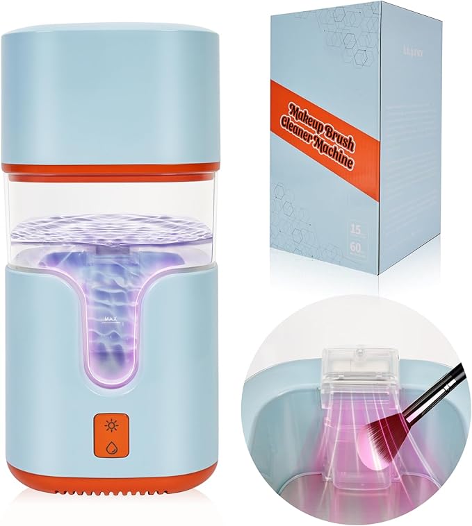 2 In 1 Electric Makeup Brush Cleaner Ultrasonic Cleaner Machine With 95โ Hot Air Cycle Dryer - Ultra Fast Effective Make Up Brush Washer (Blue)