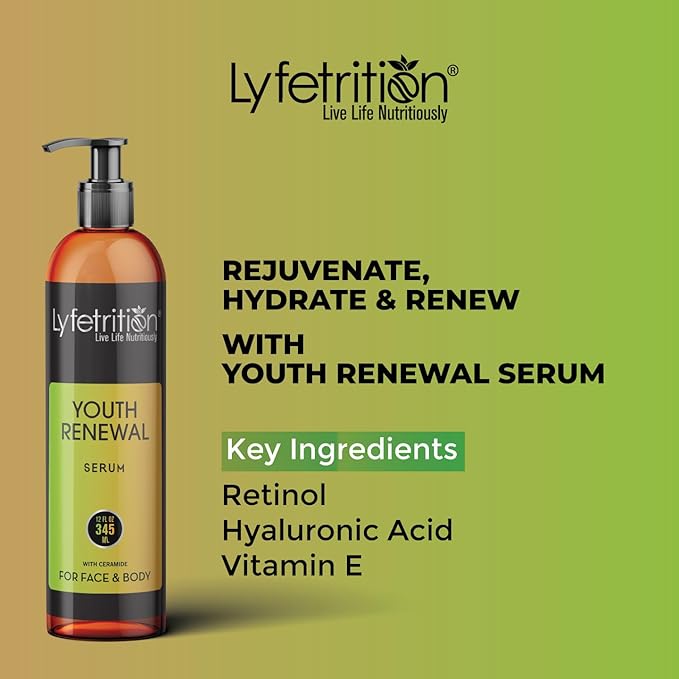 Lyfetrition Youth Renewal Serum (Skin and Face Formula) | 12 fl oz Large Bottle | With Aloe and Retinol