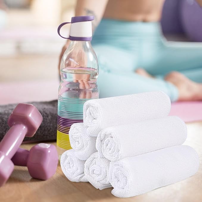 Washcloths Bulk - 100 Pack - Face Towel (12" x 12"), Highly Soft Wash Cloth and Hand Towels, Fast Drying Multi-Purpose Microfiber Cleansing Cloths for Bathroom, Hotel, Spa, and Salon - White