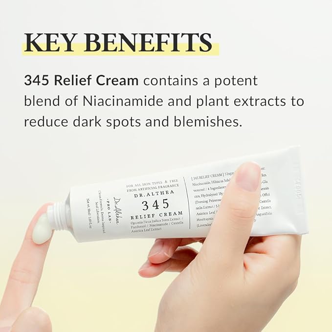Dr.Althea 345 Relief Cream | Daily Face Moisturizer | Blemish Relief Care | Soothing Recovery & Moisture with Niacinamide, Panthenol | Korean Vegan Skin Care for All Skin Types | 1.7 Fl Oz (Pack of 1)