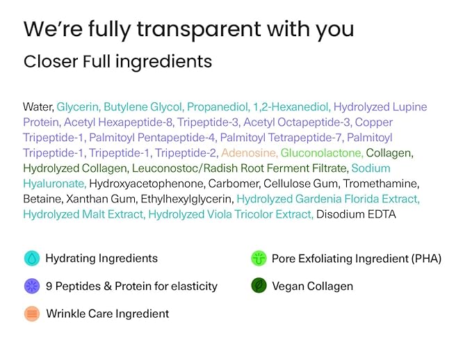 FRANKLY Closer Serum | Pore Minimizer Serum | 9 Peptides, Vegan Collagen, Adenosine, PHA | Korean Pore Minimizer for Glass Skin, Anti-Aging, Hydration, Elasticity | 1.01 fl oz