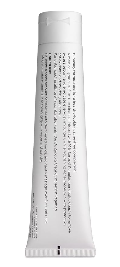 Dr. Zenovia 10% Benzoyl Peroxide Acne Cleanser - Hormonal Acne Treatment For Face and Body - Acne Face Wash Treatment For Sensitive Skin